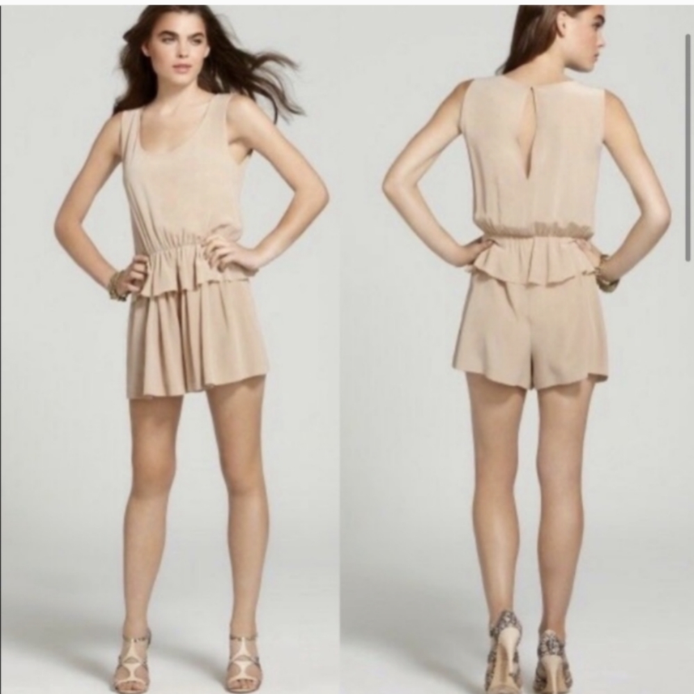 Robert Rodriguez Stone Tan Romper with Peplum